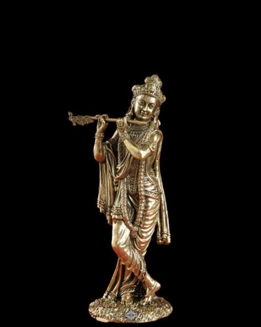 Pure Brass Krishna ji Murti With Bansi & Tribhanga Pose