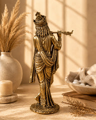 Pure Brass Krishna ji Murti With Bansi & Tribhanga Pose