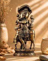 Pure Brass Lord Krishna with Cow under Kalpavriksha Tree