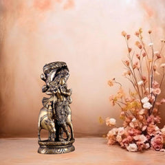 Pure Brass Lord Krishna with Cow under Kalpavriksha Tree