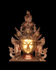 Brass Tara Devi Face Mask Wall Hanging in Antique Dual Tone Finish