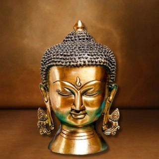 Serene Large Brass Buddha Head for Peaceful Living Spaces