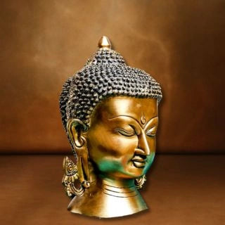 Serene Large Brass Buddha Head for Peaceful Living Spaces