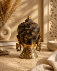 Serene Large Brass Buddha Head for Peaceful Living Spaces