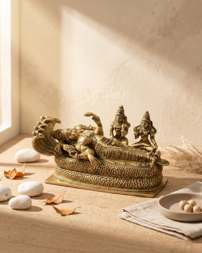 Shesha Shayi Vishnu in Brass | Handmade Antique