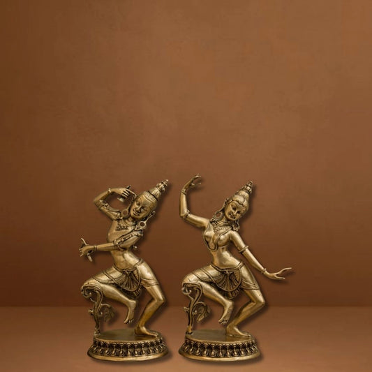 Shiv Parvati Idol | Lord Shiva & Goddess Parvati Pair | Dancing Form | Brass Finishing| Decor & Gifting