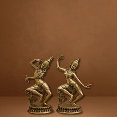Shiv Parvati Idol | Lord Shiva & Goddess Parvati Pair | Dancing Form | Brass Finishing| Decor & Gifting