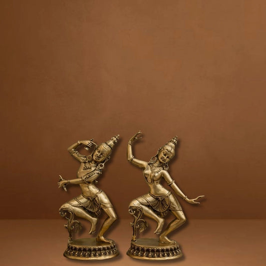 Shiv Parvati Idol | Lord Shiva & Goddess Parvati Pair | Dancing Form | Brass Finishing| Decor & Gifting