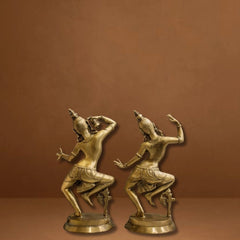 Shiv Parvati Idol | Lord Shiva & Goddess Parvati Pair | Dancing Form | Brass Finishing| Decor & Gifting