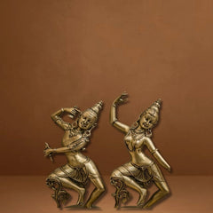 Shiv Parvati Idol | Lord Shiva & Goddess Parvati Pair | Dancing Form | Brass Finishing| Decor & Gifting