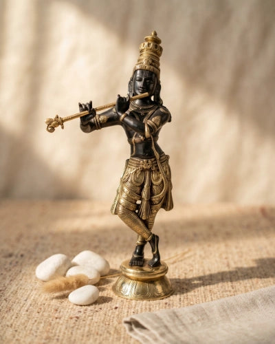 Shree Krishna Brass Idol-Luxury Murli Manohar Brass Figurine