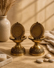 Superfine Brass Laxmi & Ganesh Deepam Pair| Pooja Oil Lamp