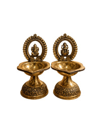 Superfine Brass Laxmi & Ganesh Deepam Pair| Pooja Oil Lamp