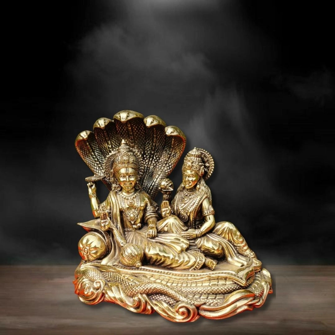 Superfine Brass Vishnu Laxmi Sitting On Snake