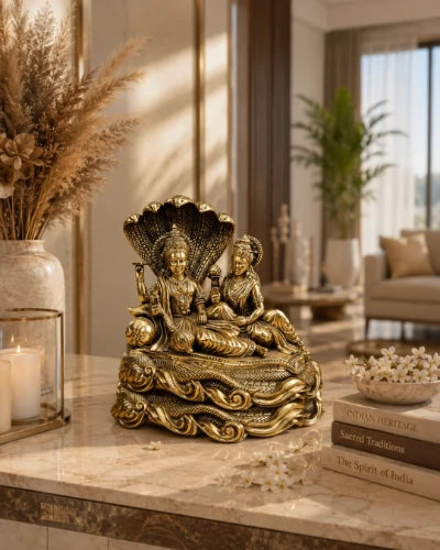 Superfine Brass Vishnu Laxmi Sitting On Snake