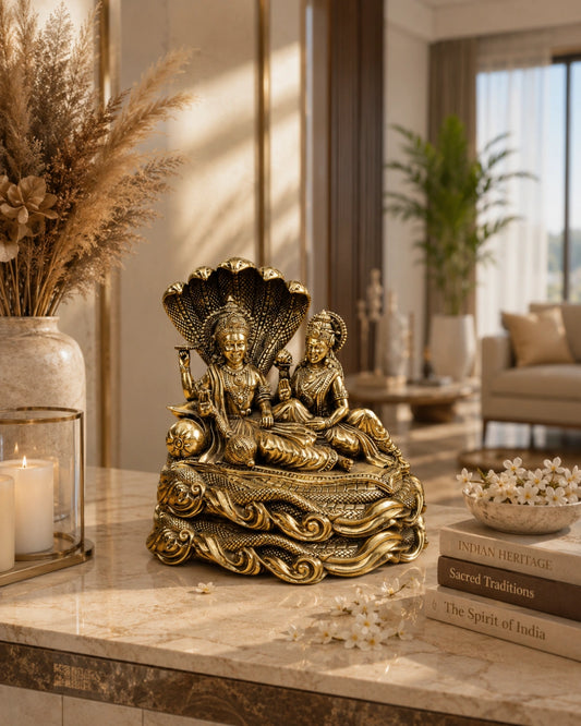 Superfine Brass Vishnu Laxmi Sitting On Snake