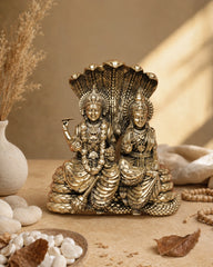 Superfine Vishnu Lakshmi Sitting on Sheshnaag Brass Statue