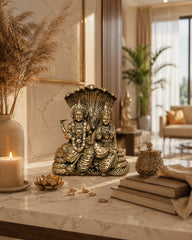 Superfine Vishnu Lakshmi Sitting on Sheshnaag Brass Statue