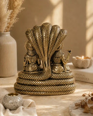 Superfine Vishnu Lakshmi Sitting on Sheshnaag Brass Statue