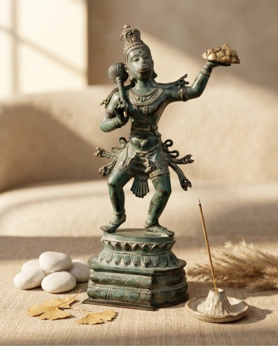 The Hanuman - Antique Bronze Sculpture (Dark Green)