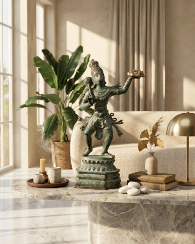 The Hanuman - Antique Bronze Sculpture (Dark Green)