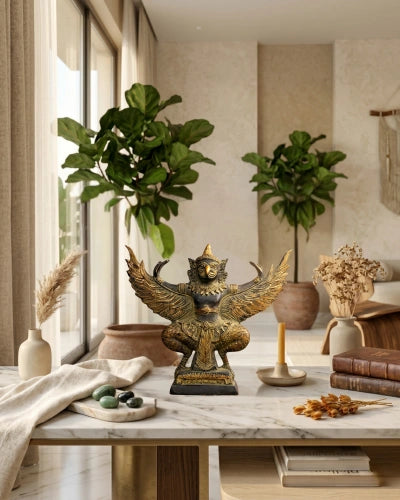 The Majestic Garuda Antique  Brass Sculpture