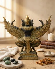 The Majestic Garuda Antique  Brass Sculpture