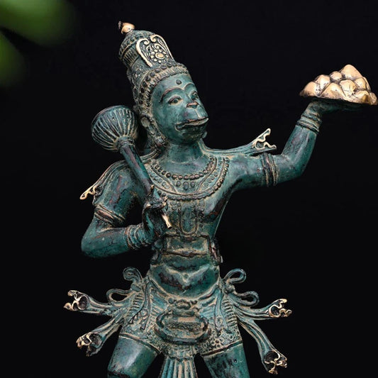 The Hanuman - Antique Bronze Sculpture (Dark Green)