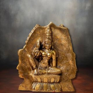 Three Face Shiva Idol Behind Parvati