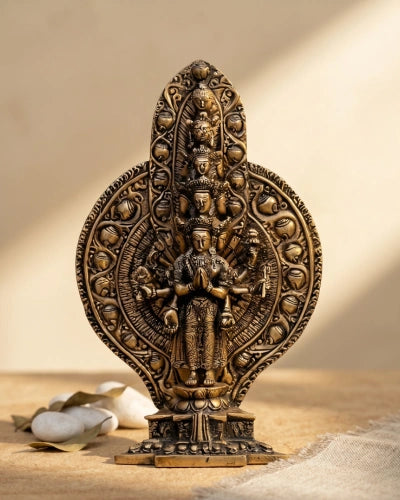 Tibetan Buddhist Deity Handcrafted Avalokiteshvara In Brass