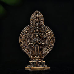 Tibetan Buddhist Deity Handcrafted Avalokiteshvara In Brass