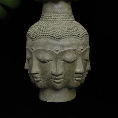 Tower of Tranquility: 40 Buddha Heads - Bronze Sculpture (97 cm)