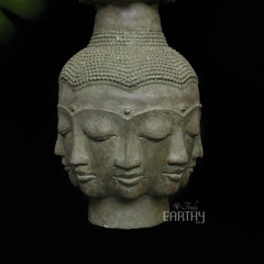 Tower of Tranquility: 40 Buddha Heads -Antique Bronze Sculpture (97 cm)