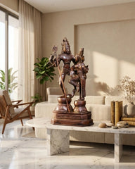 Vintage Brass Shiva Parvati Dancing Sculpture
