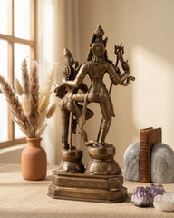 Vintage Brass Shiva Parvati Dancing Sculpture