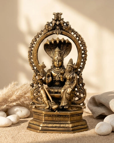 Vishnu and Lakshmi Brass Statue | Handmade Brass Idol