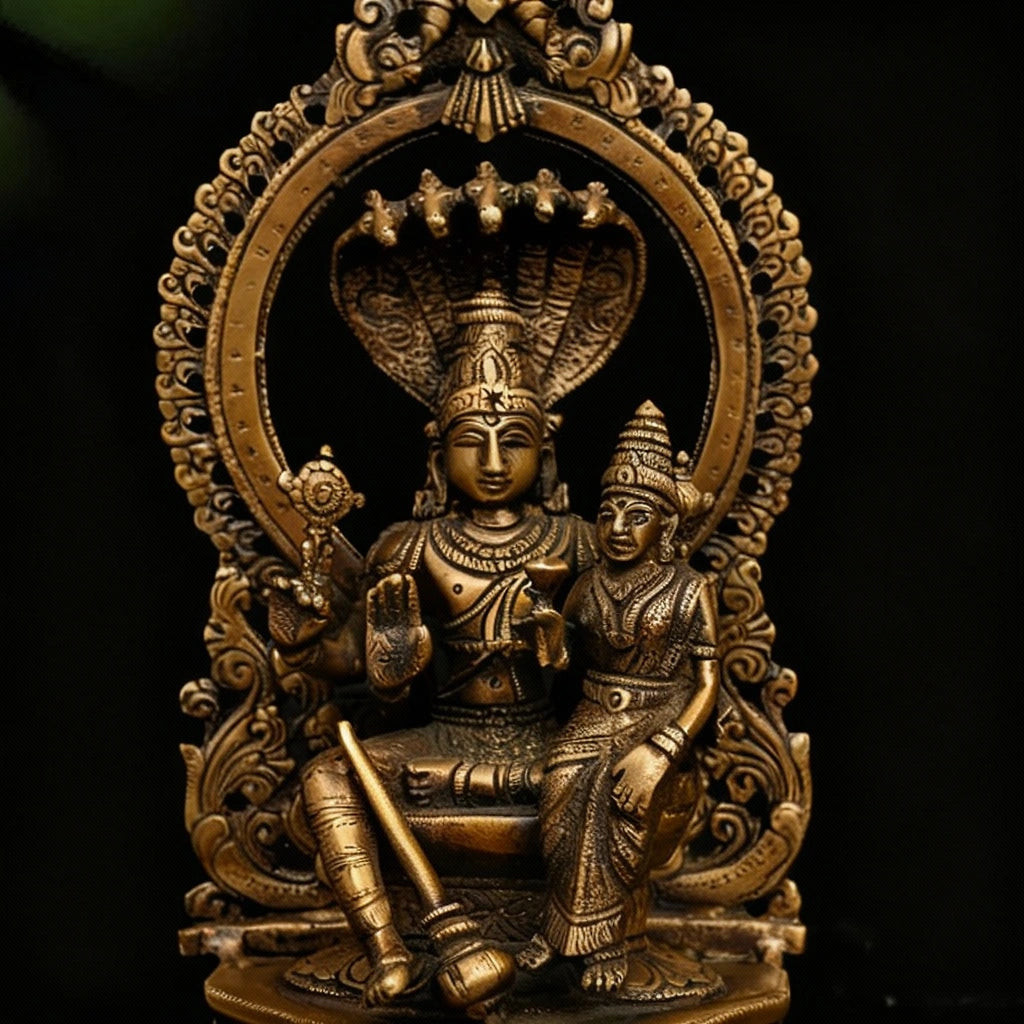 Vishnu and Lakshmi Brass Statue | Handmade Brass Idol