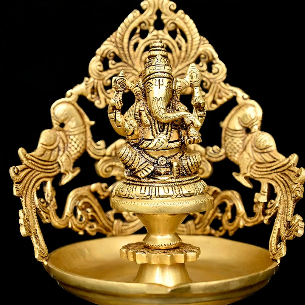 Brass Ganesha antique Urli / Diya