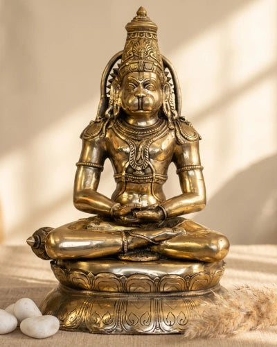 Brass Hanuman Meditative Posture